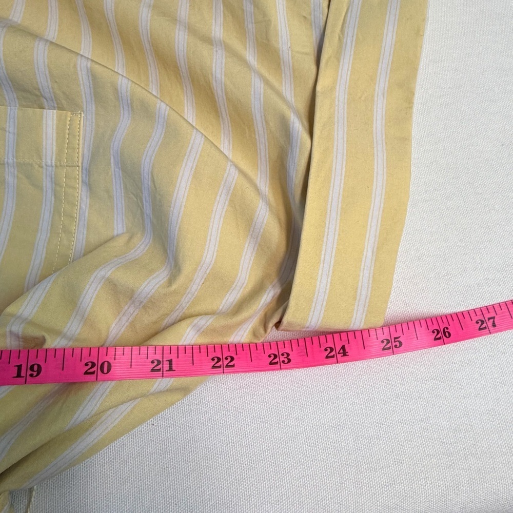 Banana Republic Cotton Butter Yellow White Striped Button Down V Neck Dress L - Picture 9 of 12